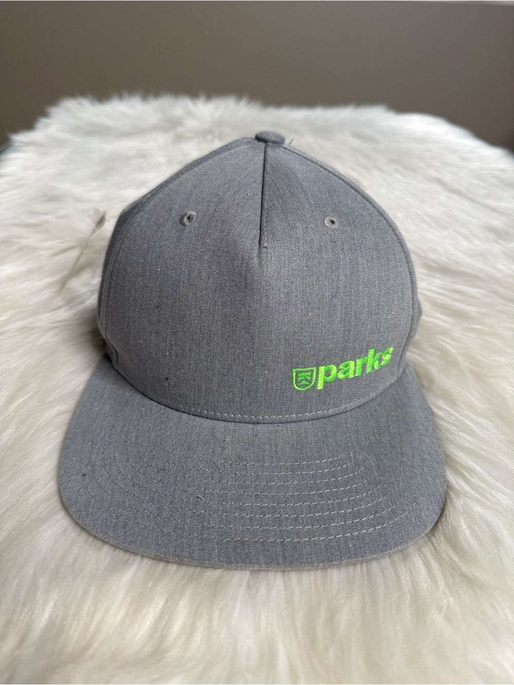 Parks Gray Flat Brim Snap Back Hat NWT OS